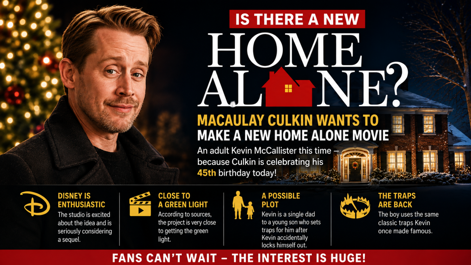 Is there going to be a new Home Alone movie? Macaulay Culkin sees an adult Kevin McCallister will sit down.